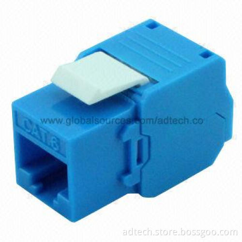 UTP Cat6 Keystone Jack, Slim Type, 180 Degrees, Toolless, Blue Color with UL Mark